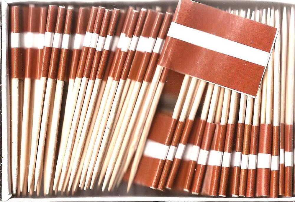 One Box of 100 Nicaragua Toothpick Flags, 100 Small Mini International Flag Cupcake Toothpicks or Cocktail Picks