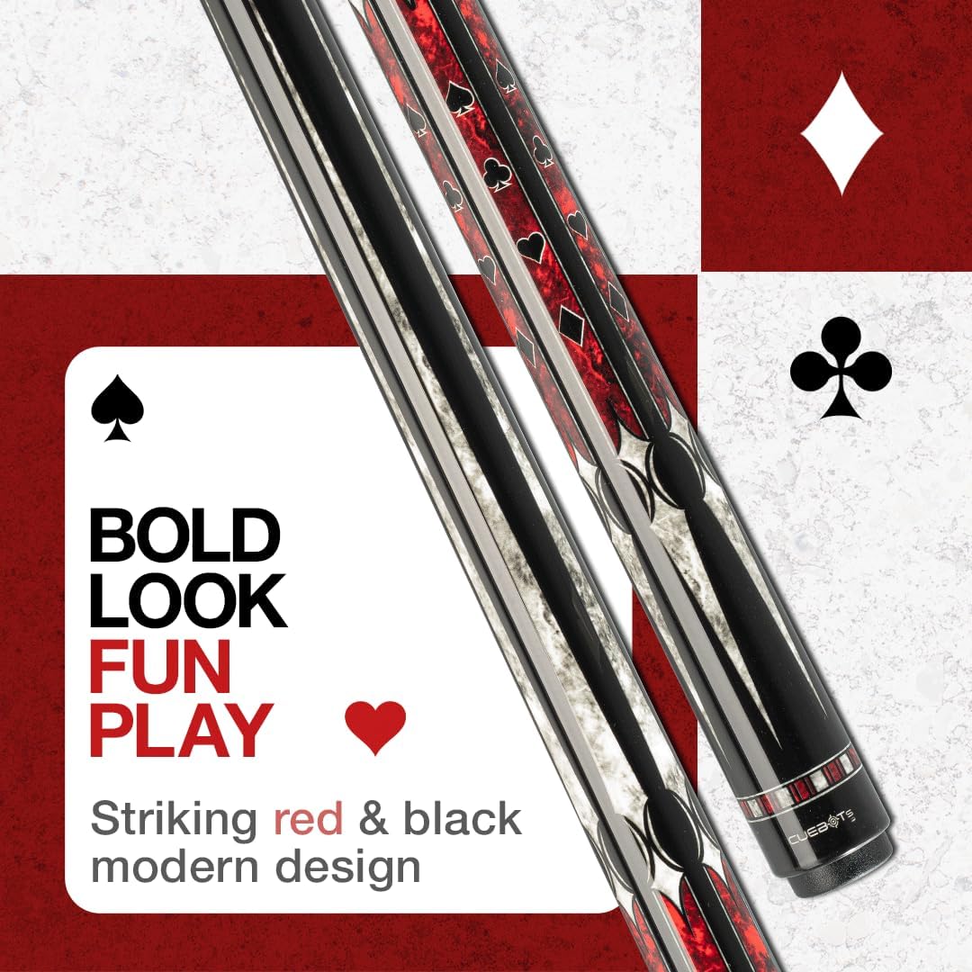 CUEBOTS Glass Fiber Cue, Glass Fiber House Cue Stick, Club Cue, Cue for Beginners, Durable Uni-QR, 3/8-10, 5/16-18 Joint, Long Lasting Glassfiber Shaft, 7-Layer Microfiber Tip