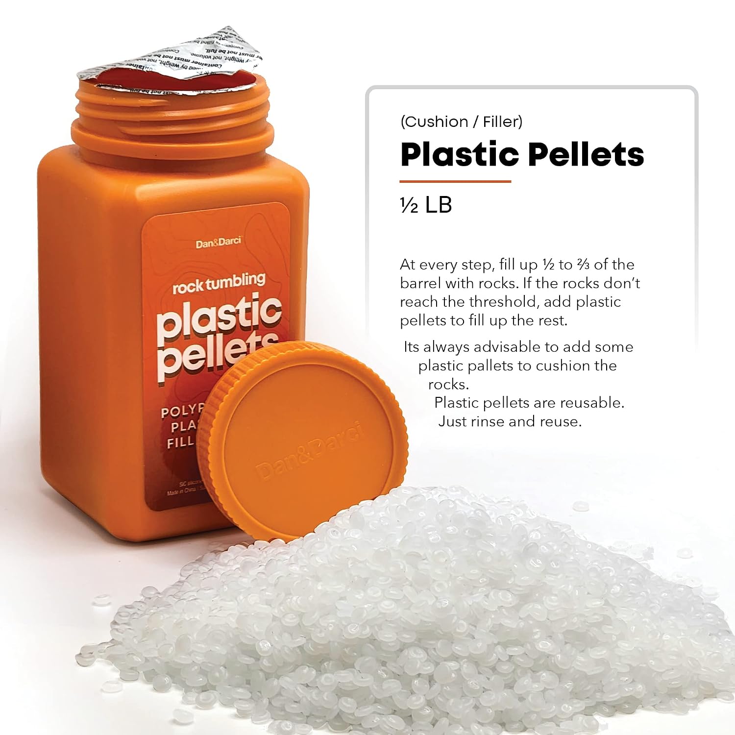 Rock Tumbler Grit Refill Kit - 3.5 Pounds Grits Media + Poly Plastic Pellet