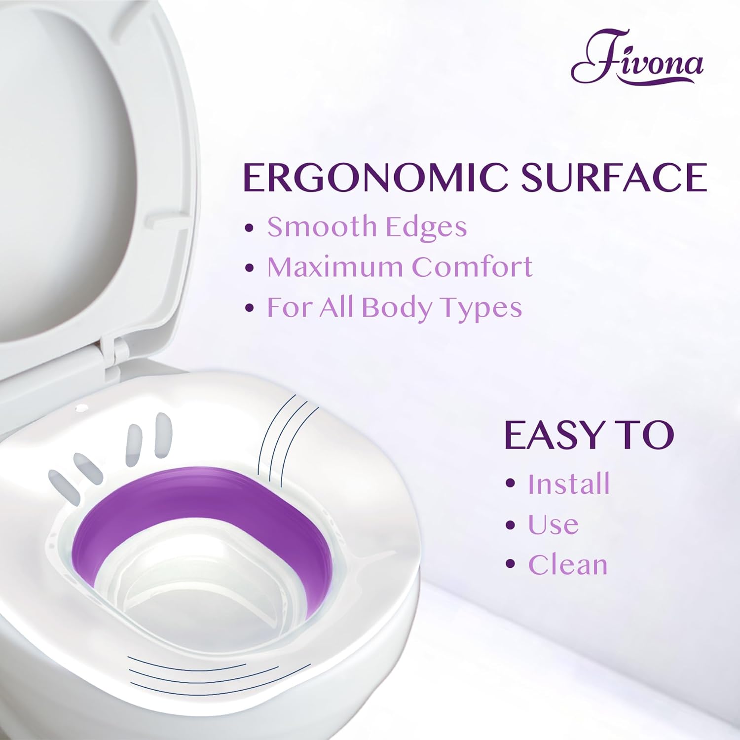 Fivona Sitz Bath for Toilet Seat Postpartum and Hemorrhoids Care - Yoni Steam Seat - Foldable Basin for Epsom Salt Soak - Portable Bidet BPA Free