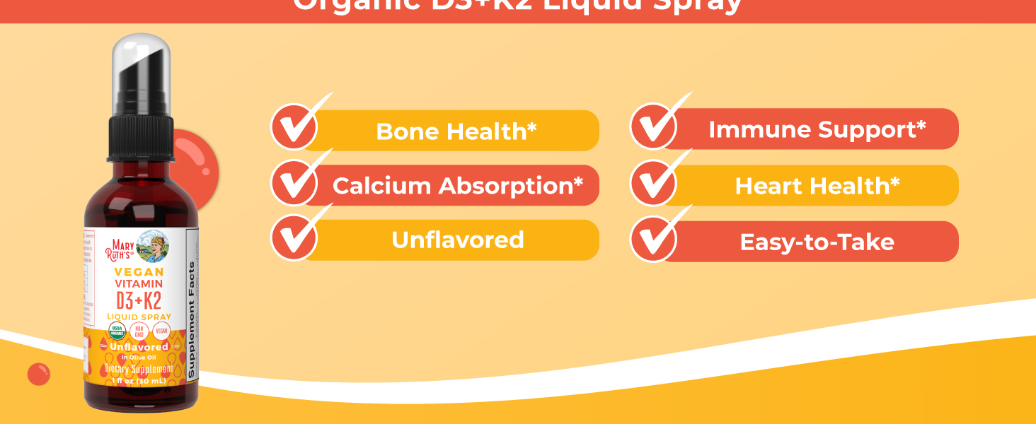 Vitamin D3+K2 Spray, Unflavored, Org, 1 oz