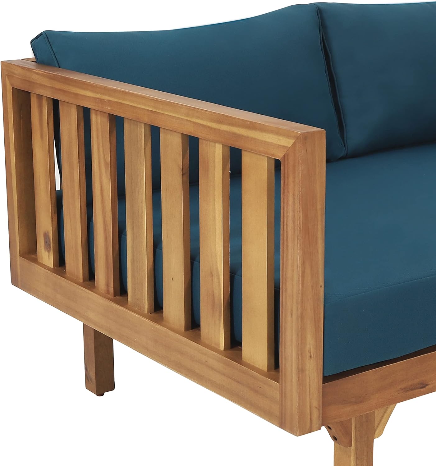 Christopher Knight Home Tina Outdoor 3 Seater Acacia Wood Daybed, Teak Finish, Light Grey