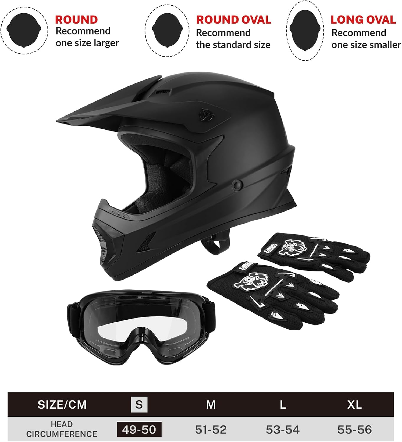 SLMOTO ATV Helmets for Kids Youth DOT Motocross Offroad Street Helmet Motorcycle Blue Helmet Dirt Bike Motocross Helmet+Goggles+Gloves