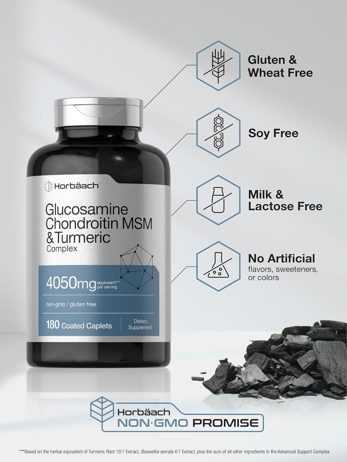 Horbäach Glucosamine Chondroitin MSM | 180 Caplets | with Turmeric