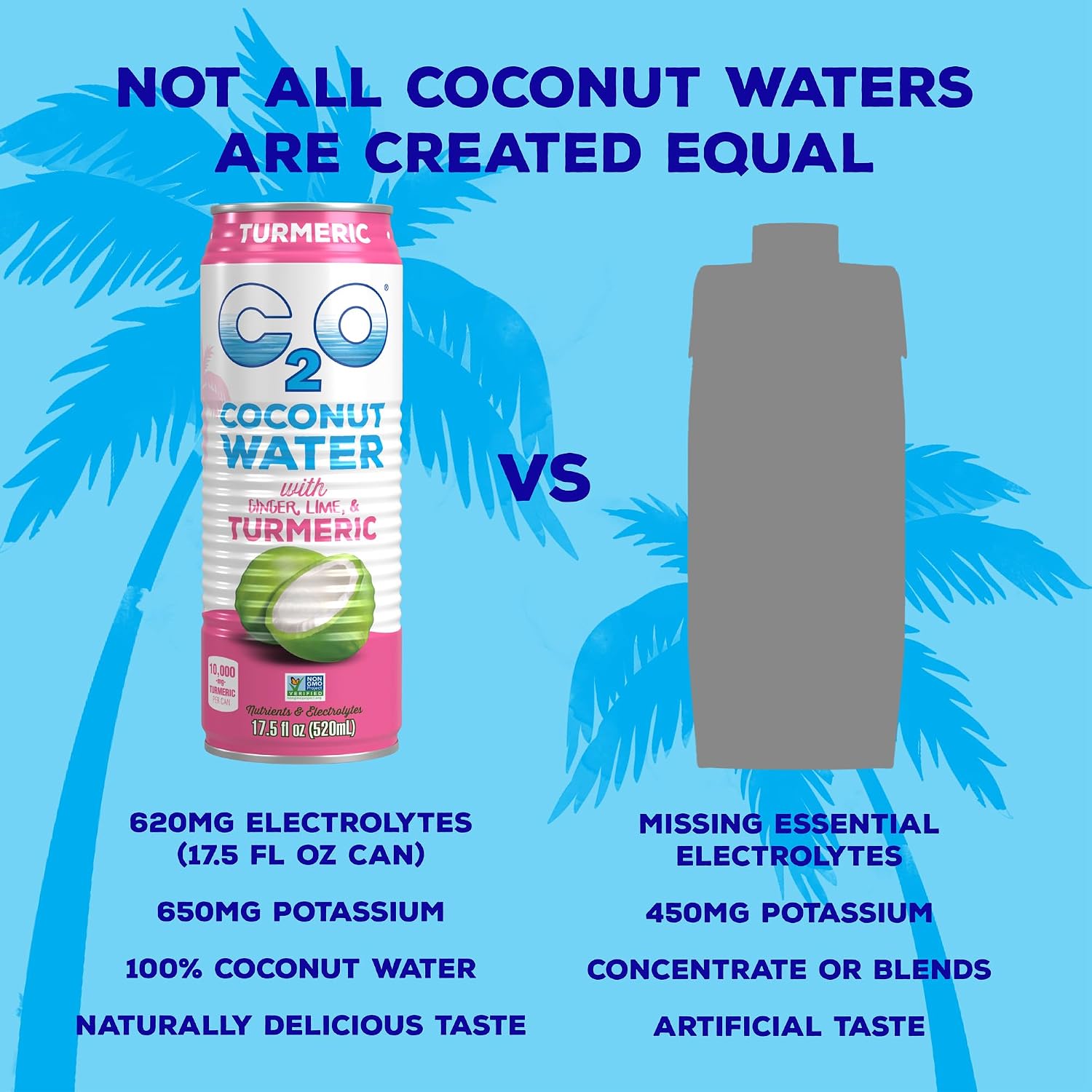 C2O - Coconut Water with Pineapple (12 Pack) - Made with Fresh Coconut Water - Plant Based - Non GMO - Canned Water - Natural Hydration, Essential Electrolytes, & Potassium - 12 Cans, 17.5 FL OZ