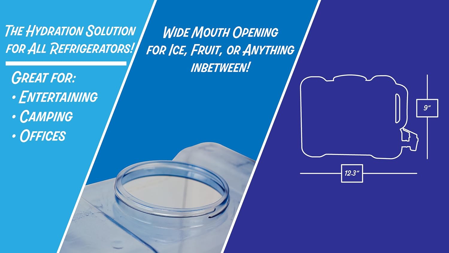 New Wave Enviro Products BPA Free Bottle, 2 Gallon Refrigerator with BPA Free Spigot and Integrated Handle, Refrigerator Dispenser Bottle, light blue