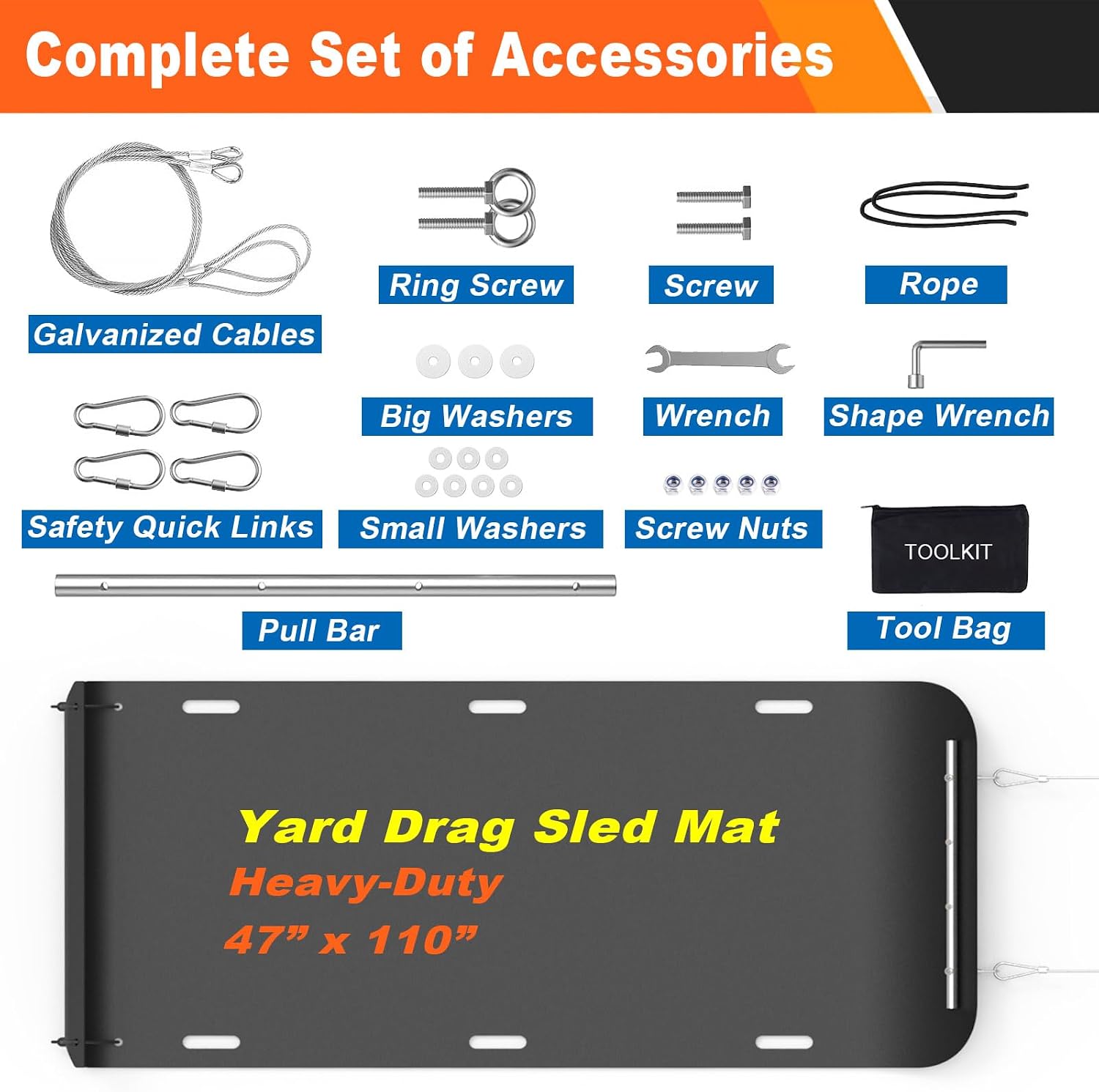 Bayattoo Heavy Duty Drag Sled Mat-Thickened Tear-Resistant HDPE with Pull Cables, Portable Yard, Hunting & Construction Hauler