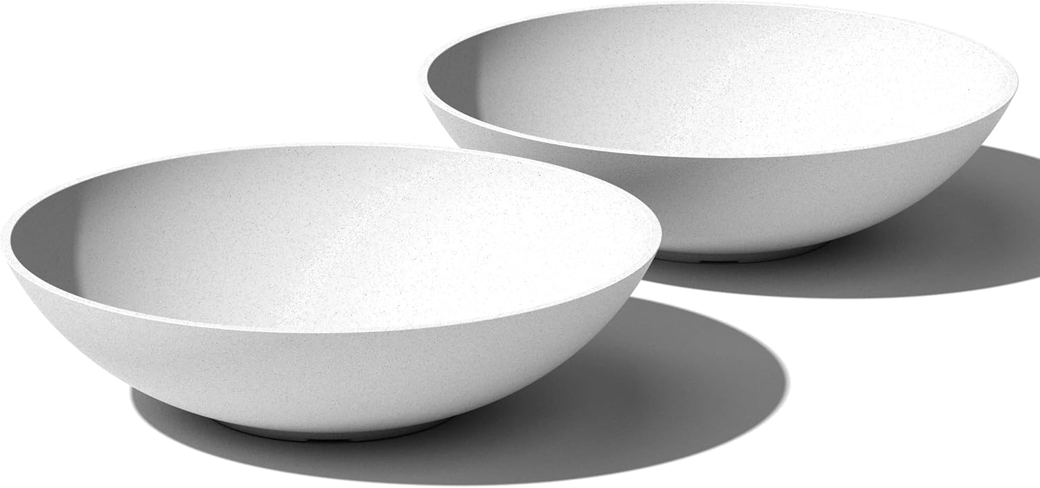 Veradek Mason Series Lane Bowl - Large Outdoor Bowl Planter | Made From a Durable Plastic-Stone Composite With Pre-Drilled Drainage Holes. Modern Patio/Tabletop Décor