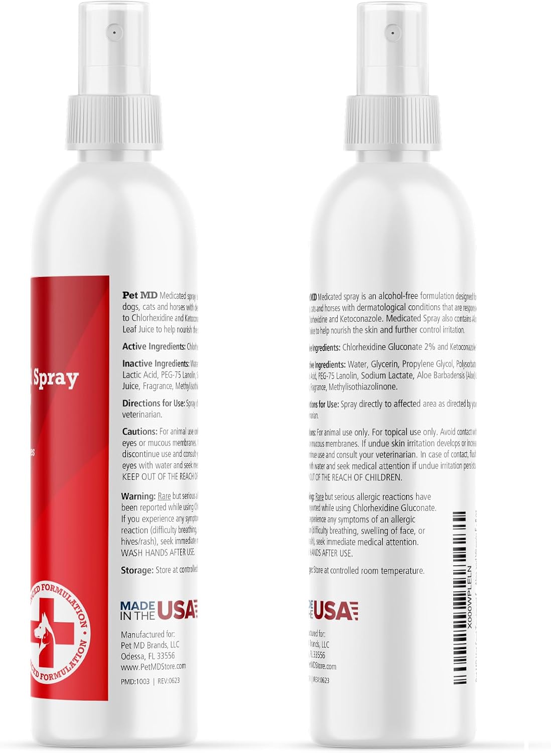 Pet MD Topical Spray for Dogs, Cats, and Horses - 8 oz | with Essential Fatty Acids, Aloe and Vitamin E