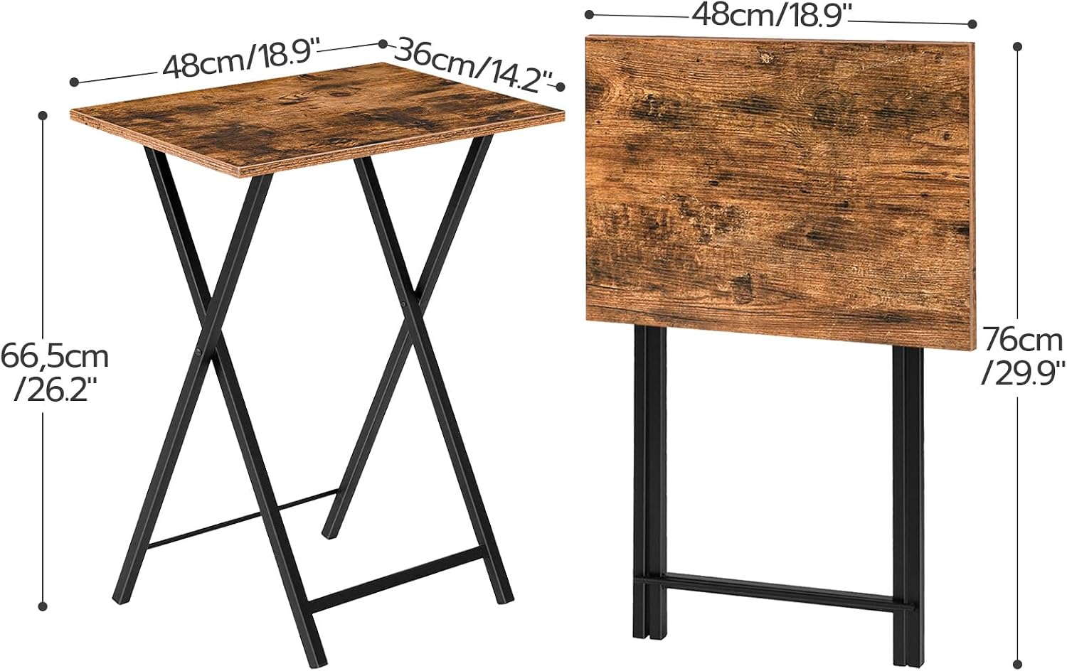 HOOBRO Folding TV Table, TV Tray, Stable Snack Table for Small Space, Portable Sofaside Desk, Easy Assembly and Storage