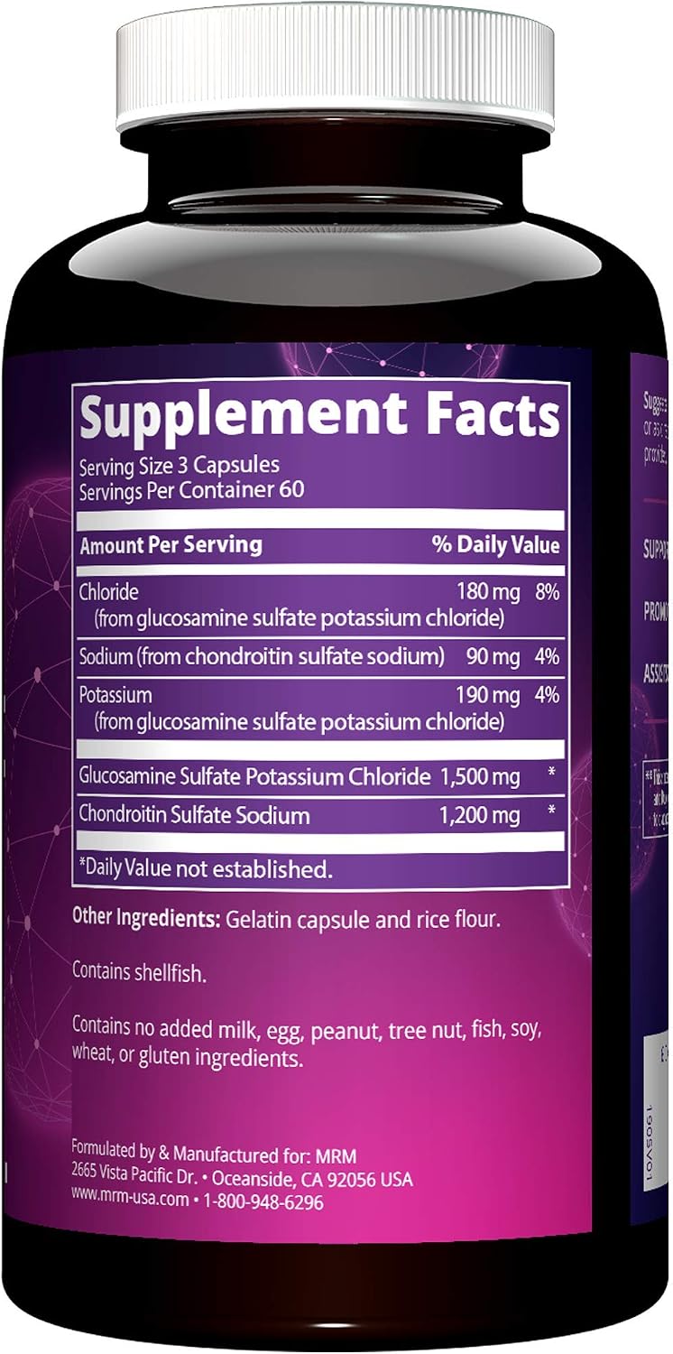 MRM Nutrition Glucosamine 1500mg & Chondroitin Sulfate 1200mg - 60 Servings | For Women and Men, Joint Support Supplement for Cartilage Health
