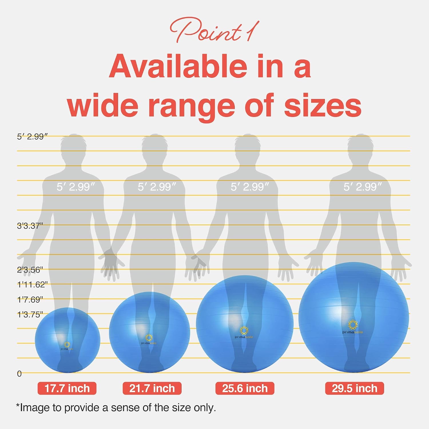 Primasole Exercise Ball for Balance Stability Fitness Workout Yoga Pilates at Home Office & Gym Birthing Ball for Pregnancy, Office Ball Chair