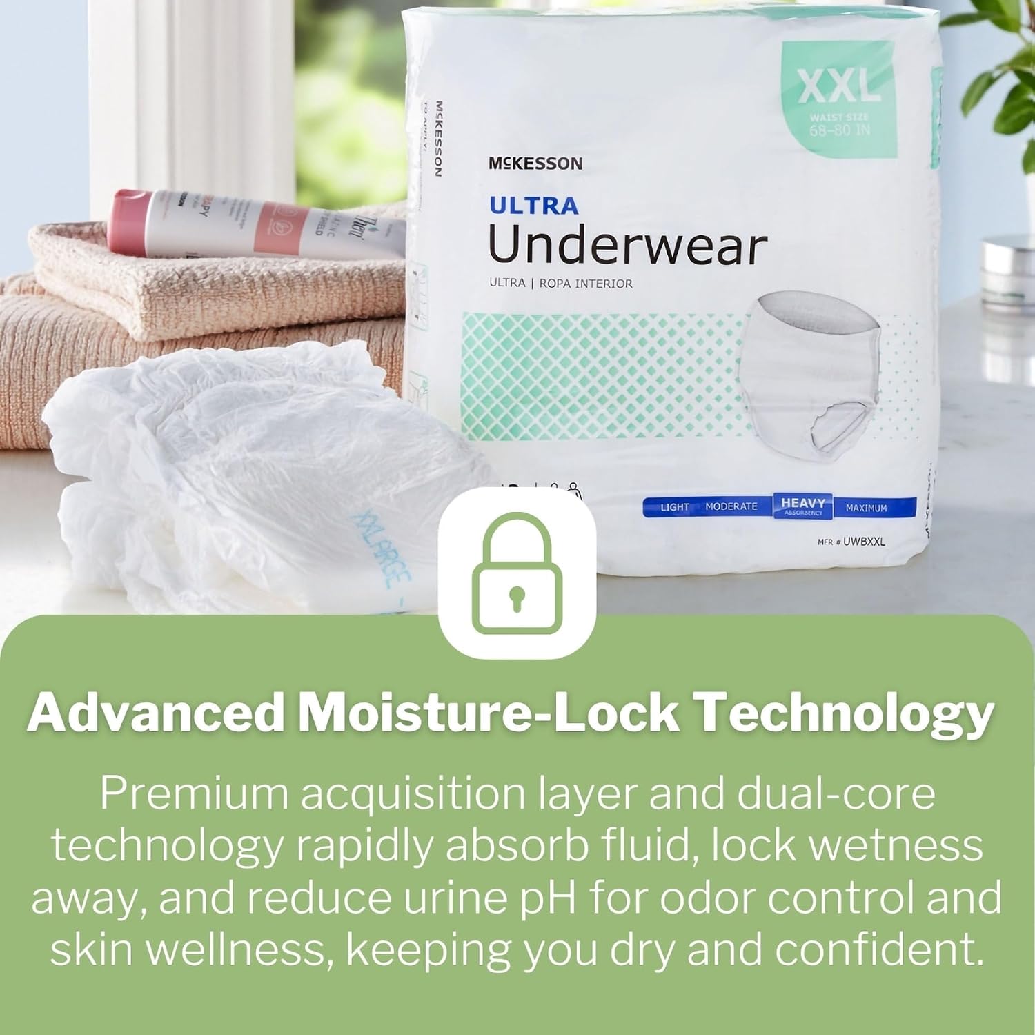 McKesson Ultra Adult Incontinence Underwear, Heavy Absorbency, 44 in, 80 ct | Postpartum and Incontinence Support