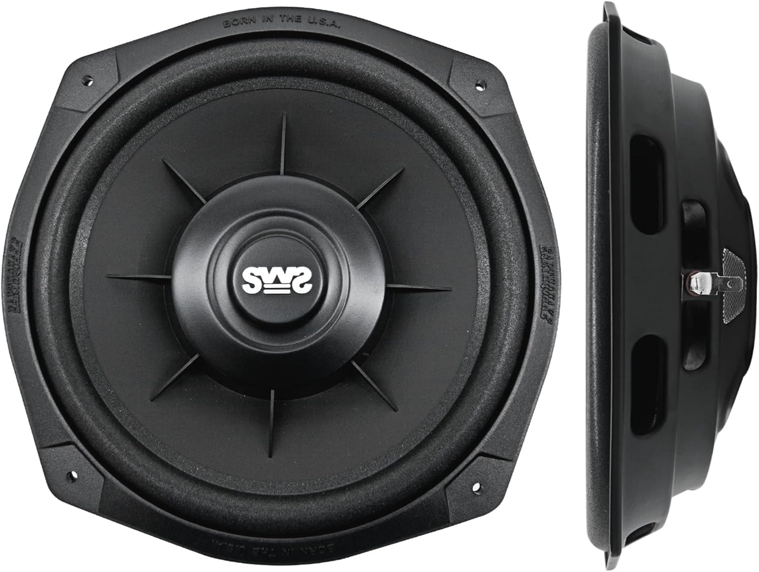 Earthquake Sound i82SWS 8-inch Shallow Woofer System Under-the-Seat Subwoofers with Gaskets, 2-Ohm (Pair)