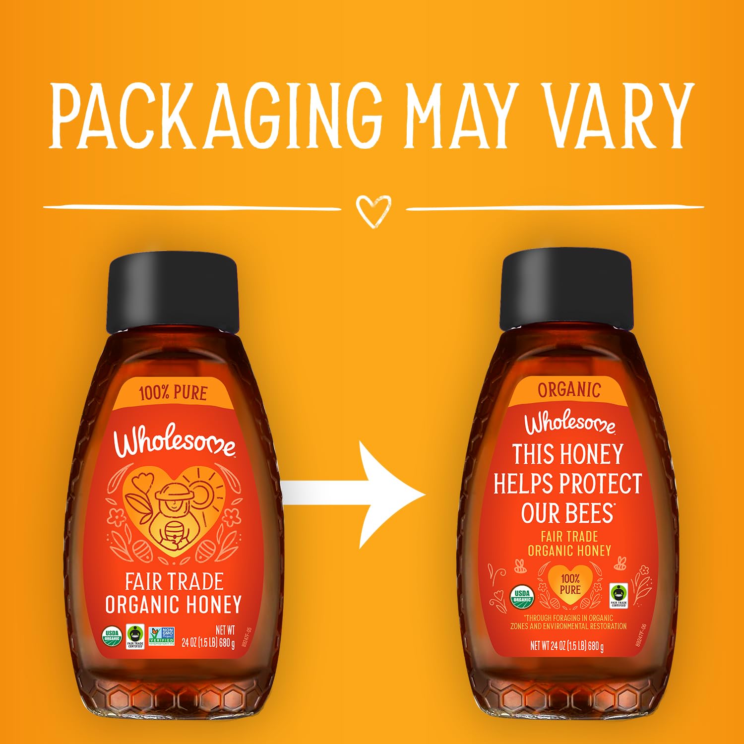 Wholesome Sweeteners 24-Ounce Organic Honey Bottle, 100% Pure, Fair Trade Certified, Non GMO Project Verified & Gluten Free, 1 Pack