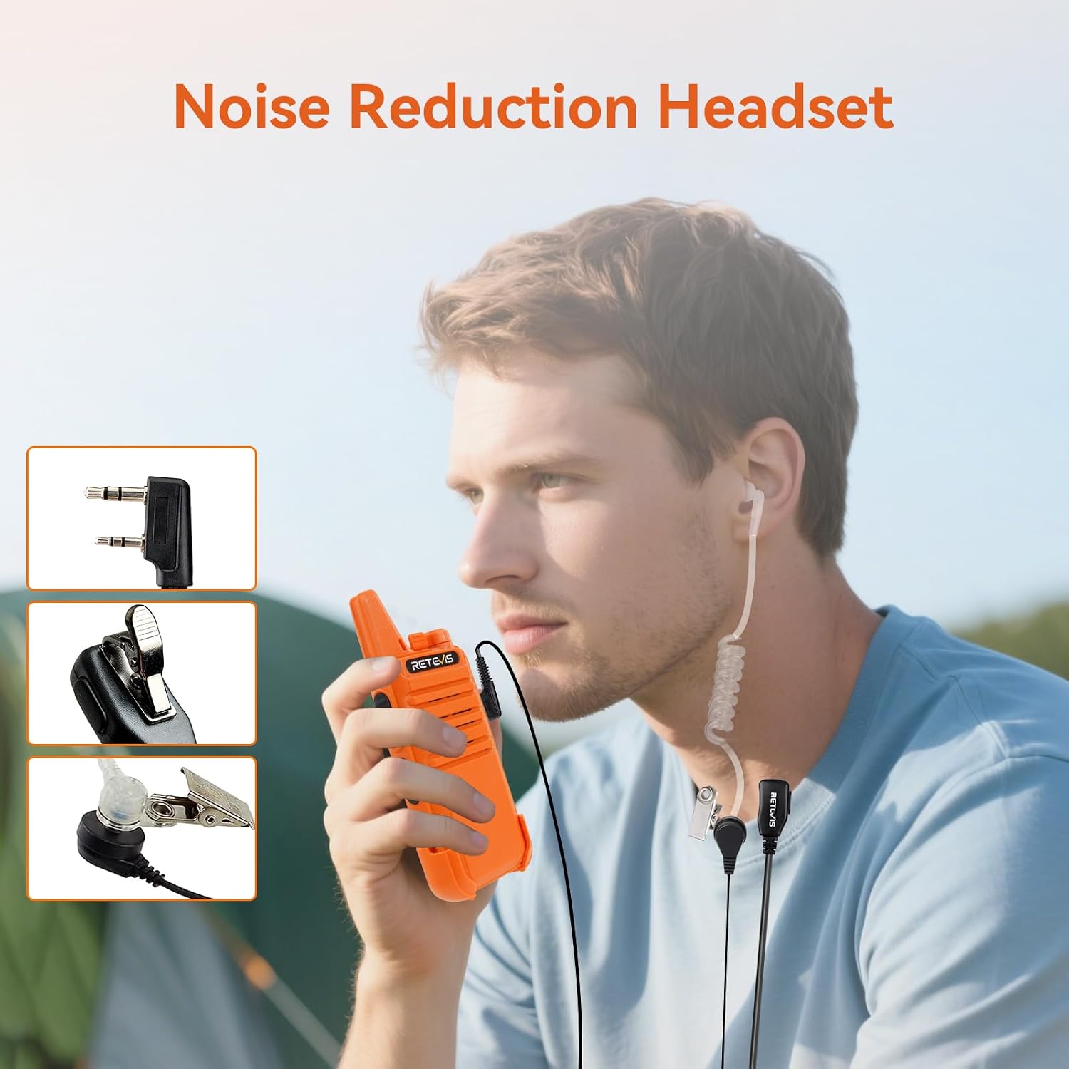 Retevis RT22 Walkie Talkies Long Range Rechargeable with Earpiece (2 Pack) | Slim & Lightweight 2 Way Radio For Camping & Hiking, Pocket-Friendly Antenna, Ready to Use, 10-Hour Battery, USB-C Charging