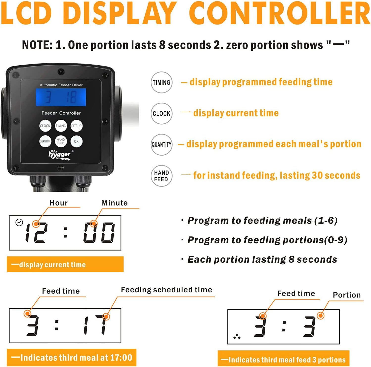 hygger Large Programmable Auto Pond Feeder with LCD Display Controller Automatic Fish Food Feeding Dispenser Outdoor Koi Fish Feeder 5.5 L Capacity