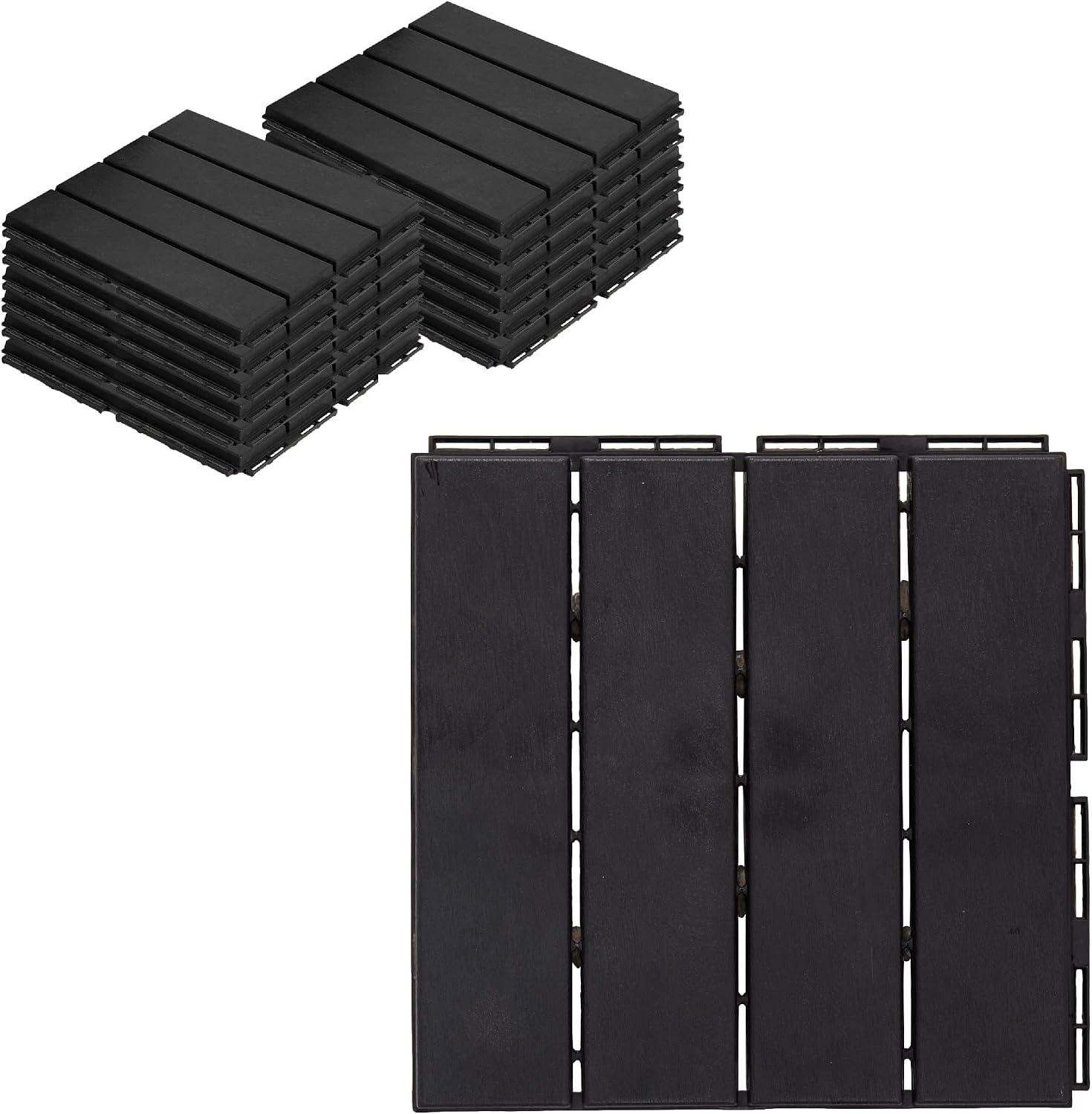 ASTEROUTDOOR Interlocking Deck Tiles Plastic Waterproof Outdoor Flooring 12" x 12" for Patio Garden Deck Poolside Indoor Outdoor, 10 pcs, Gray