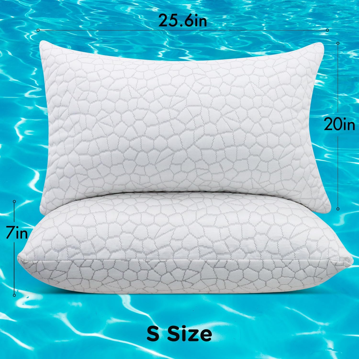 SUPA MODERN Cooling Pillow Queen Size Set of 2, CertiPUR-US Shredded Memory Foam Pillows for Sleeping, Cool Bed Pillows for Hot Sleepers, Adjustable Firm Pillow for Side,Back,Stomach Sleepers