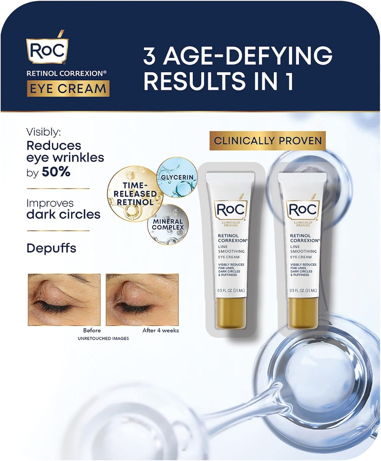 RoC Retinol Correxion Eye Cream 0.5 oz (Pack of 2)