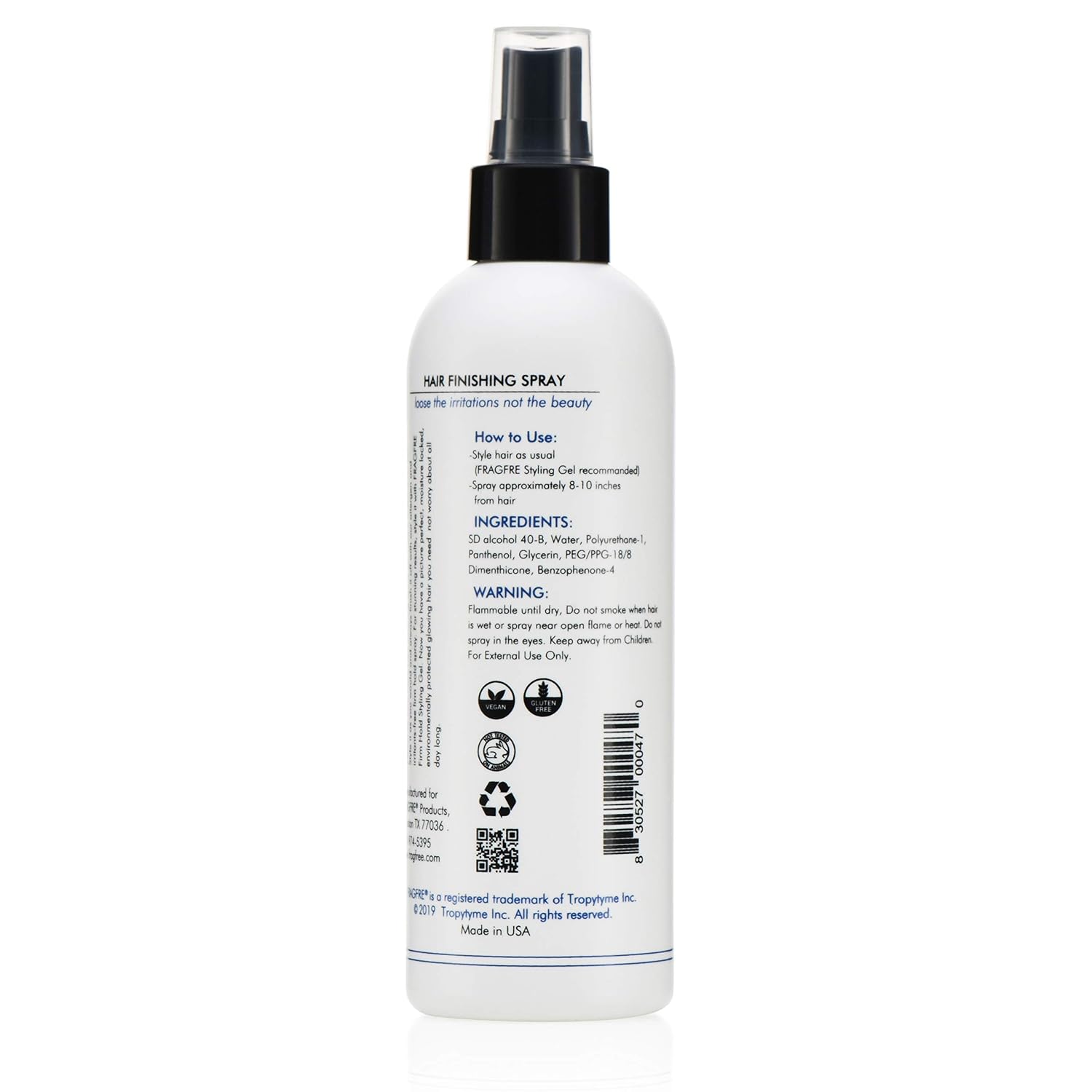 Firm Hold Hair Finishing Spray, Sensitive Skin, 8 Fl Oz, 1-Pack