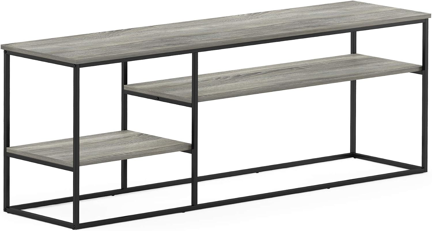 Furinno Moretti 3-Tier Metal Frame TV Stand, French Oak Grey