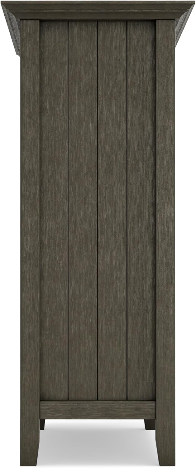 SIMPLIHOME Bedford 62" Wide Solid Wood Sideboard in Brunette Brown | Transitional low media console with glass doors and storage shelves for the living room, entryway or dining room.