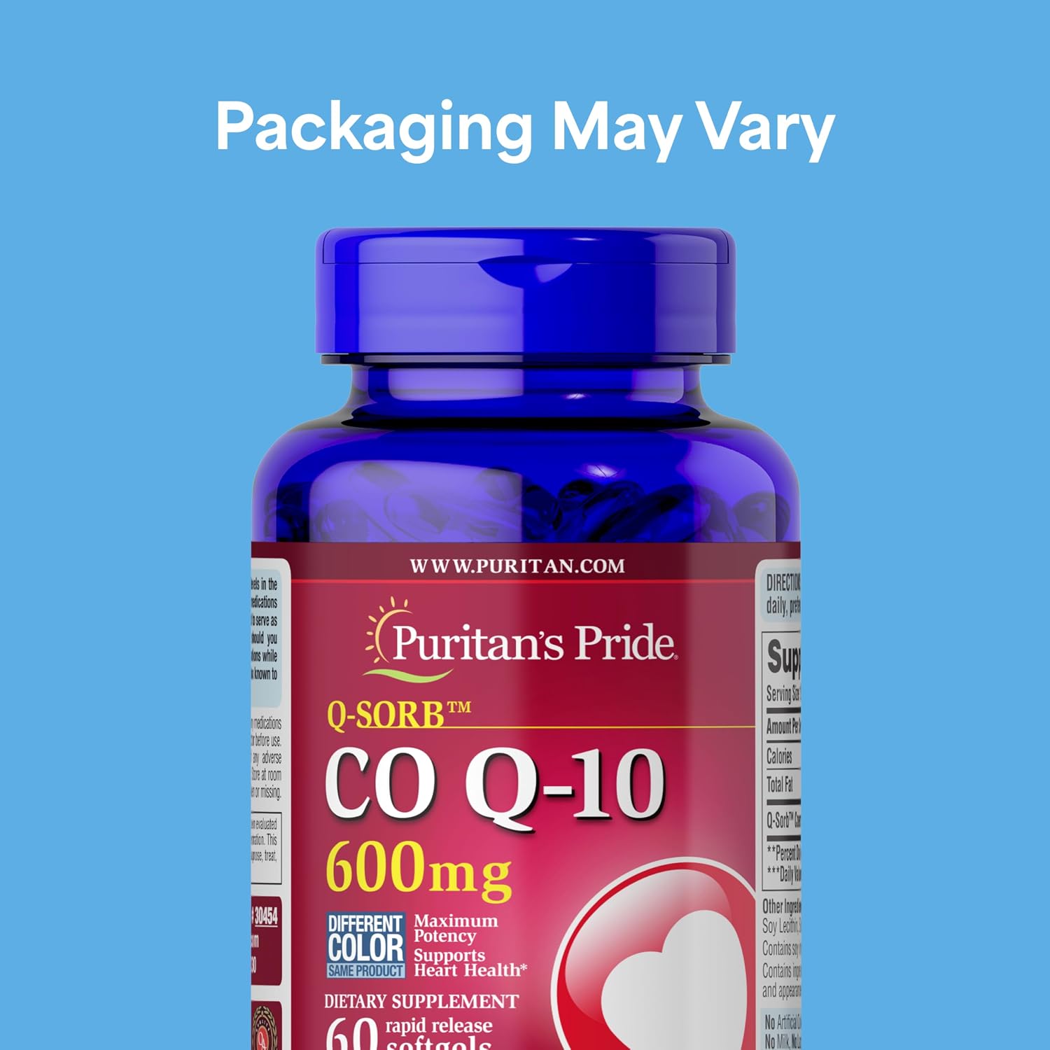 Puritan's Pride Coenzyme CoQ10 600mg, Rapid Release Softgels
