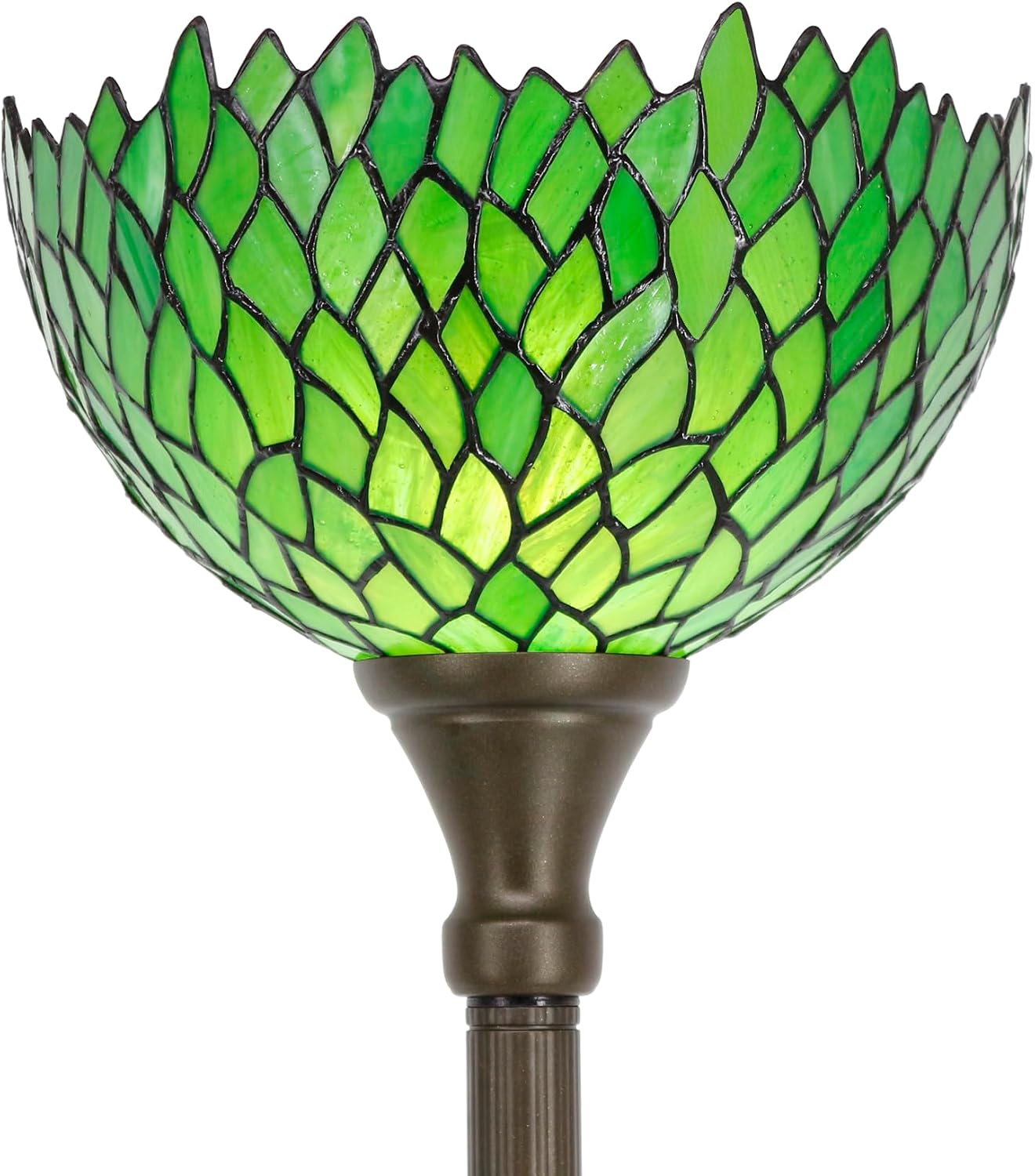 WERFACTORY Tiffany Floor Lamp Torchiere Green Wisteria Stained Glass Light | 12X12X71 Inches Pole Standing Corner Torch Uplight Decor Bedroom Living