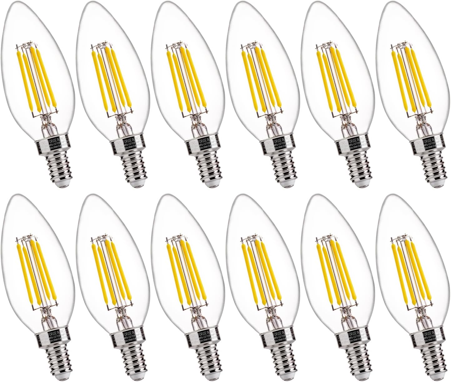 60W Equivalent LED Chandelier Light Bulbs, Dimmable, E12 Base, Clear B11 LED Filament Candelabra Bulbs, 2700K Soft White, 6 Pack