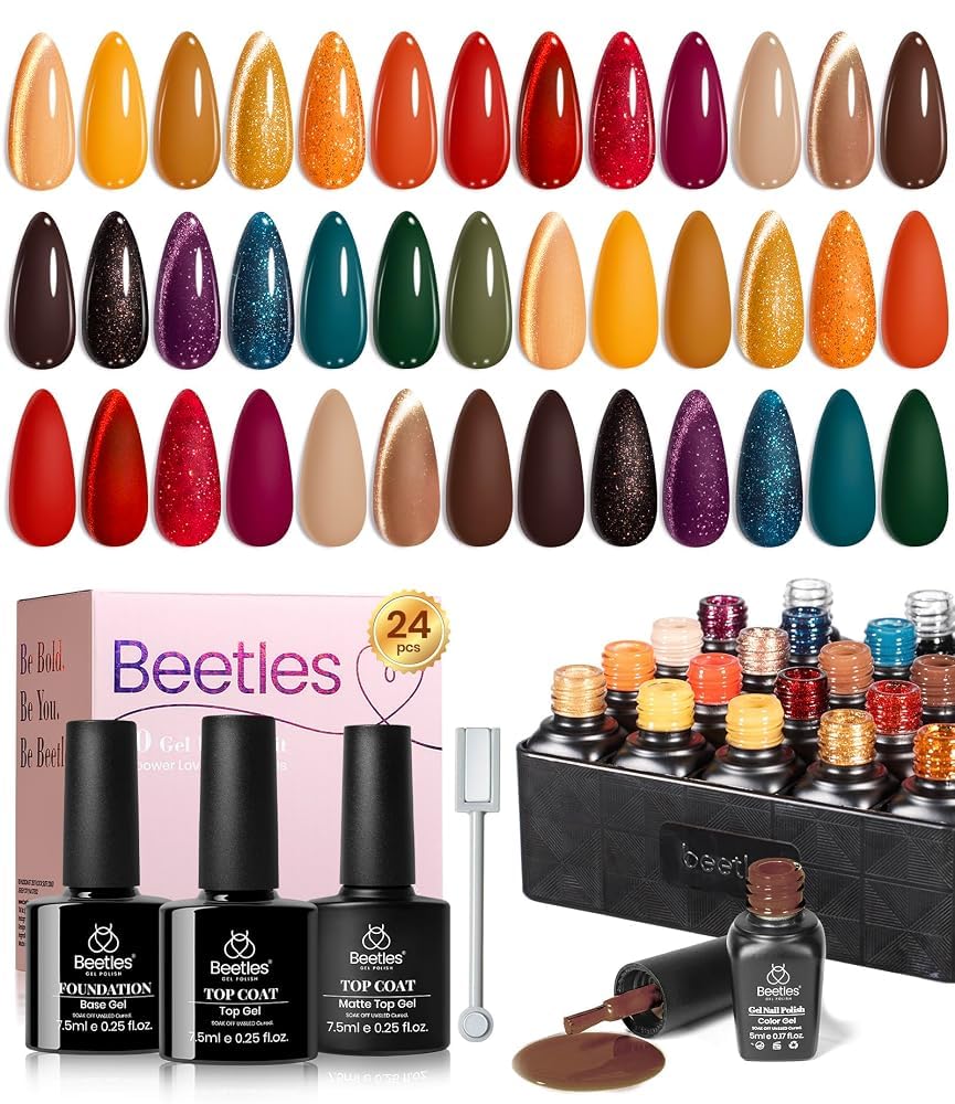 Beetles Gel Nail Polish Set with Base Glossy Matte Top Coat Macaron Gel