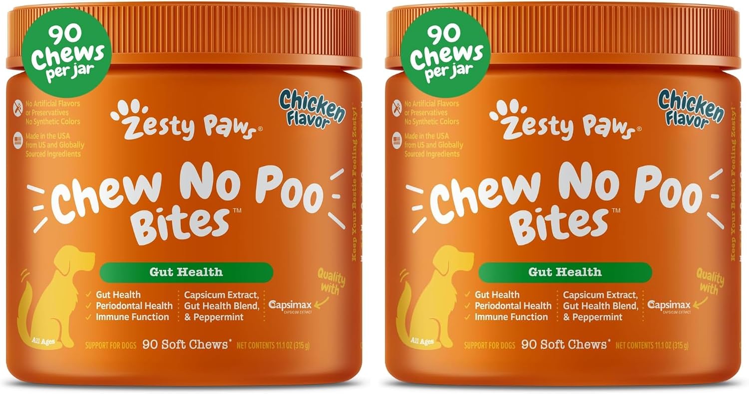 Zesty Paws Chew No Poo Bites for Dogs - Coprophagia Relief - Stool Eating Deterrent Soft Chews for Dogs - Gut