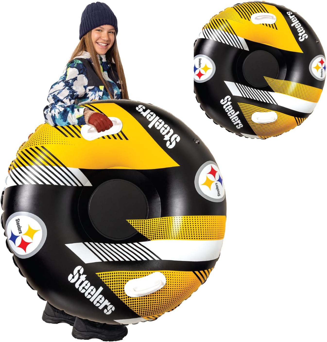 Big Mouth Inc NFL Snow Tube, Heavy Duty Inflatable Snow Sled for Winter Tubing, Ride-On Snow Tube with Handles for Kids and Adults, Outdoor Winter Fun and Football Fan Gifts