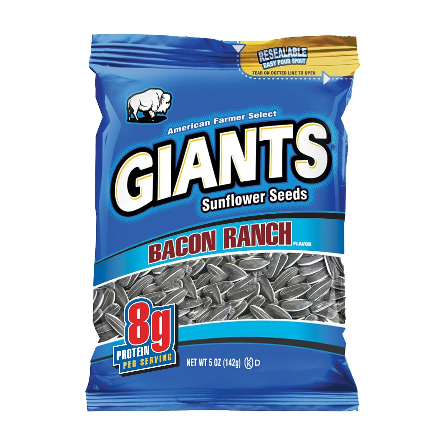 GIANTS Original Sunflower Seeds - Sunflower Seeds to Eat, Sunflower Seeds Bulk, Lightly Salted Sunflower Seeds for Eating, High Protein Snack - 5.75 oz Resealable Bags (Case of 12)