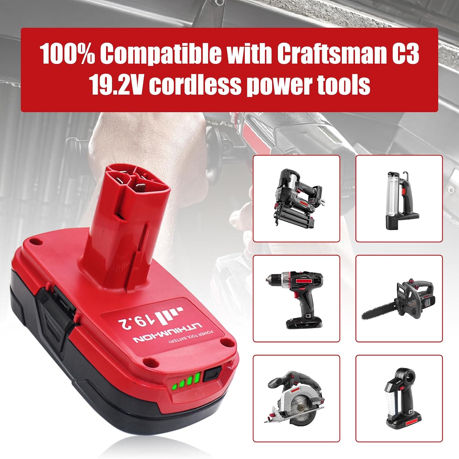 2 Packs 3.6Ah Replacement for Craftsman 19.2 Volt Battery(Red) | Compatible with Craftsman 19.2V Batteries Diehard C3 315.pp2011 315.pp2020 315.113753 130279005 1323903 11375 315.115410