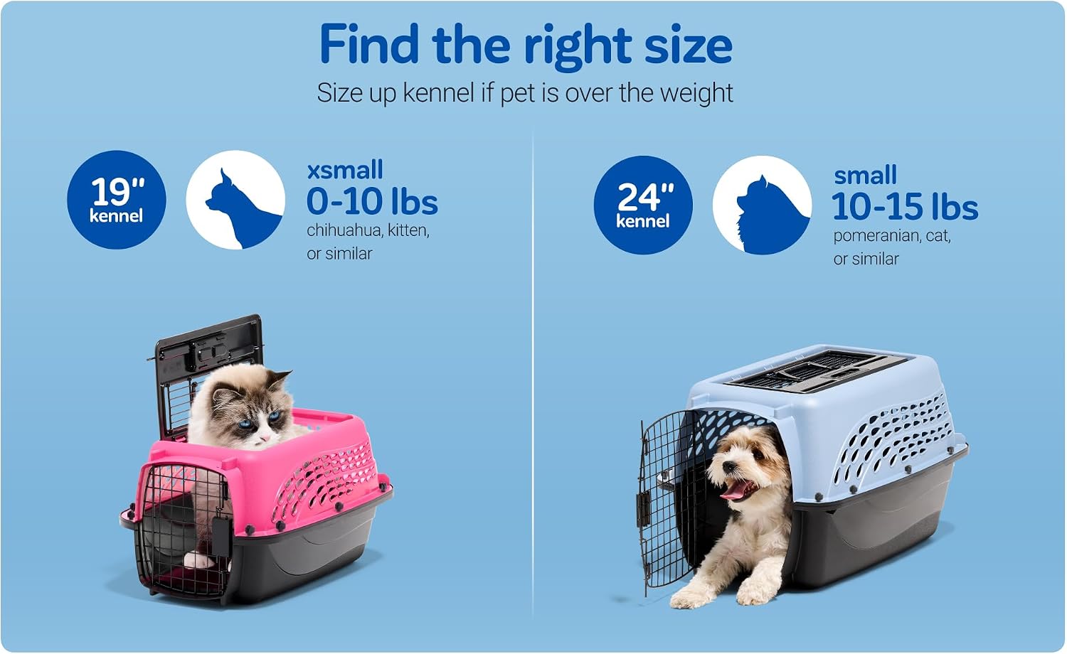 Petmate 2-Door Dog, Puppies & Cat Kennel, 19", White | Top & Front Loading, Made in USA, Extra Small