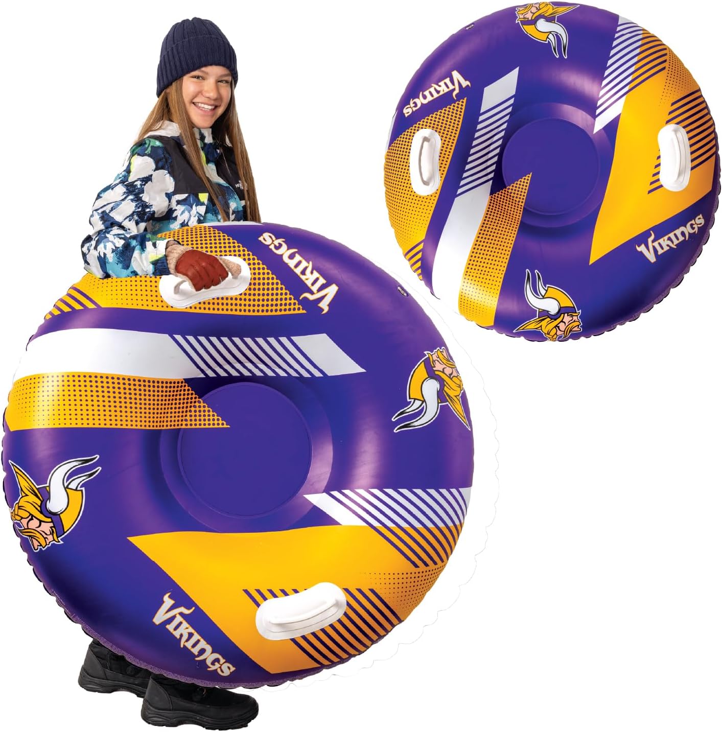 Big Mouth Inc NFL Snow Tube, Heavy Duty Inflatable Snow Sled for Winter Tubing, Ride-On Snow Tube with Handles for Kids and Adults, Outdoor Winter Fun and Football Fan Gifts