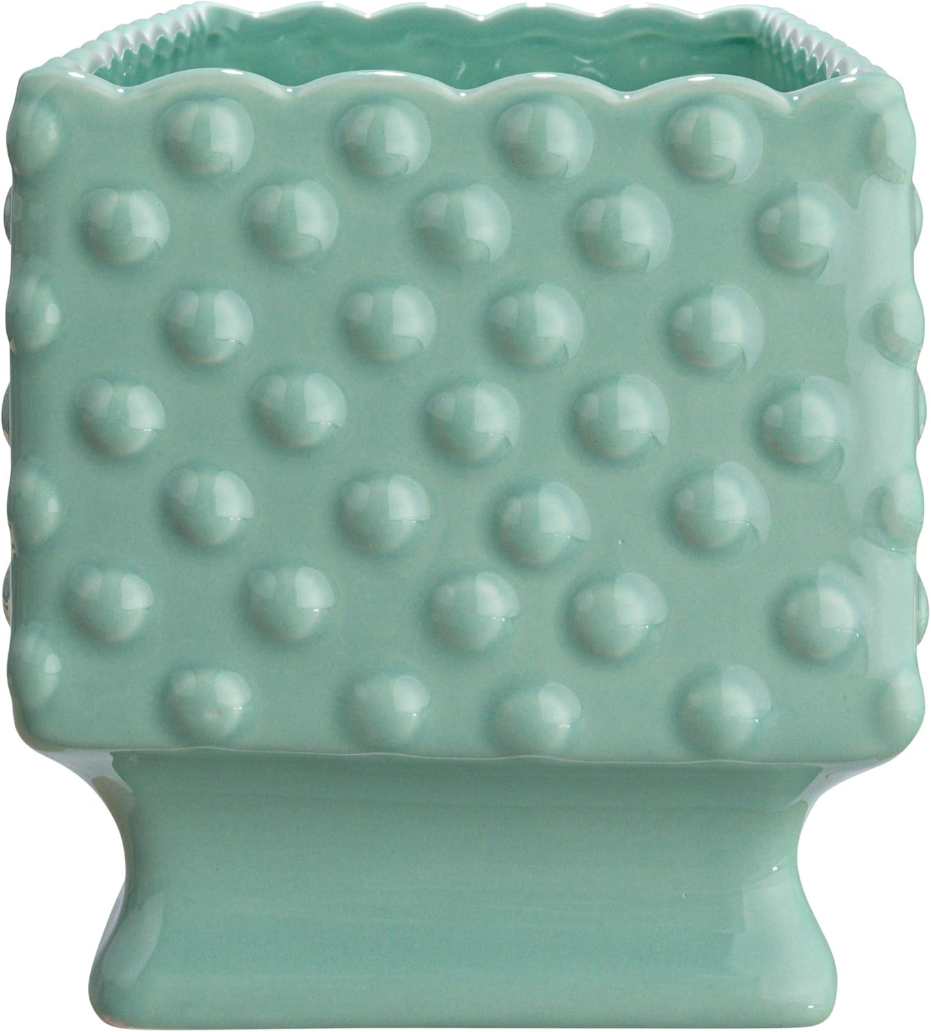 Creative Co-Op White Hobnail Rectangle Ceramic Planter