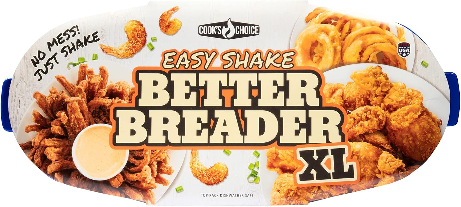 COOK'S CHOICE XL Original Better Breader Bowl 16" Mess-Free Breading Tray | Shake & Coat Batter Bowl w Lid for Chicken, Fish, & Vegetables