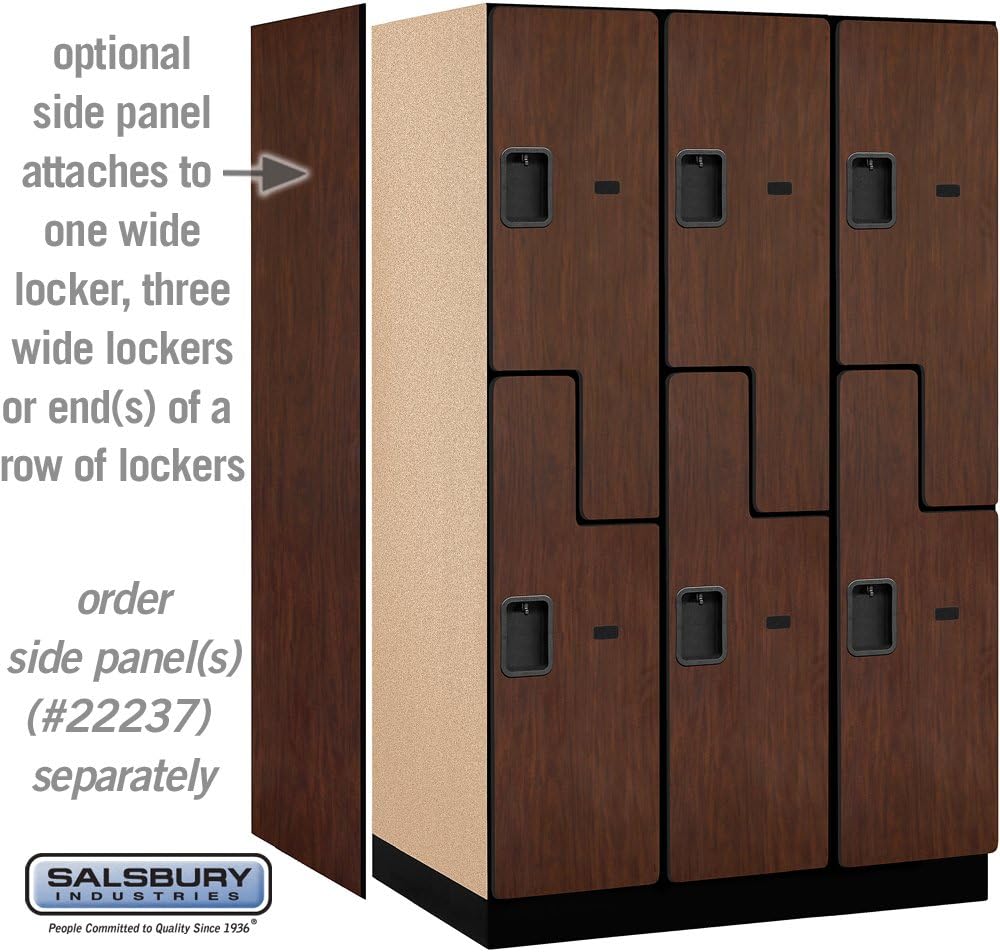Salsbury Industries 2-Tier S-Style Extra Wide Designer Wood Locker with Three Wide Storage Units, 6-Feet High by 24-Inch Deep, Mahogany