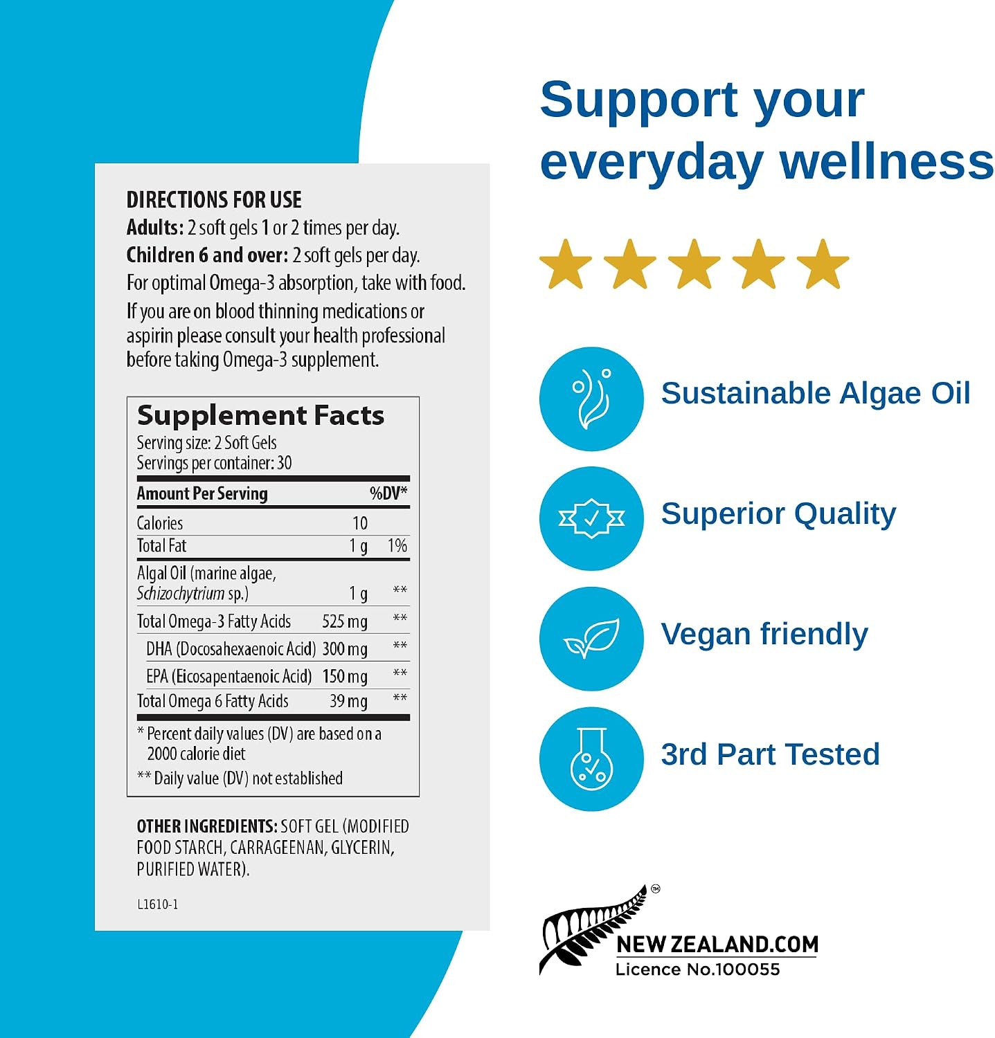 Xtendlife Omega‑3 Fish Oil + CoQ10 Supplement, 30 Day Supply | 1100mg DHA & EPA for Heart, Brain & Joint Support – with Ubiquinol CoQ10, Astaxanthin & Lycopene