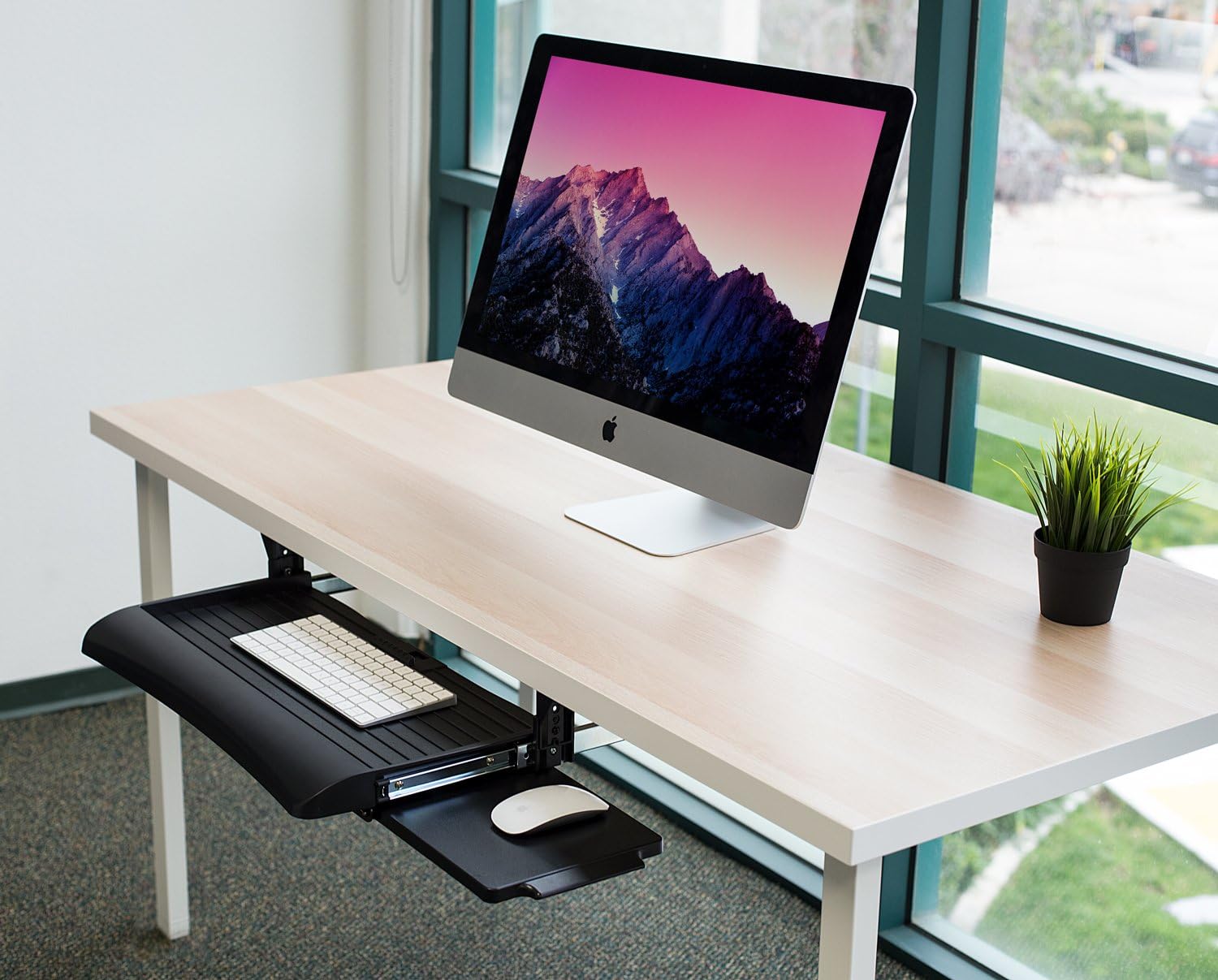 Mount-It! Keyboard Tray Under Desk with Adjustable Mouse Platform – Easy-Glide Sliding Drawer Under Desk Slide Out – Ergonomic Under Key Board