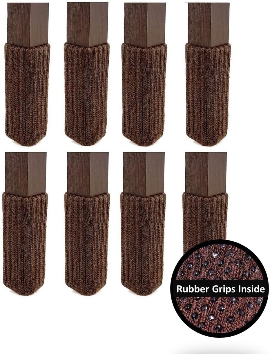 Small/Chocolate Brown, NancyProtectz Patented with Grips/Chair Leg Floor Protectors. The Original Furniture Sock