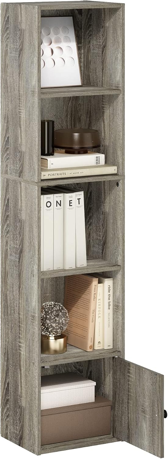 Furinno LUDER Book Shelf, 5-Cube Bookshelf, Reversible Bookcase, 9.4 x 19.5 x 31.5, Easy Assembly, for Living Room, Bedroom, Home Office, White