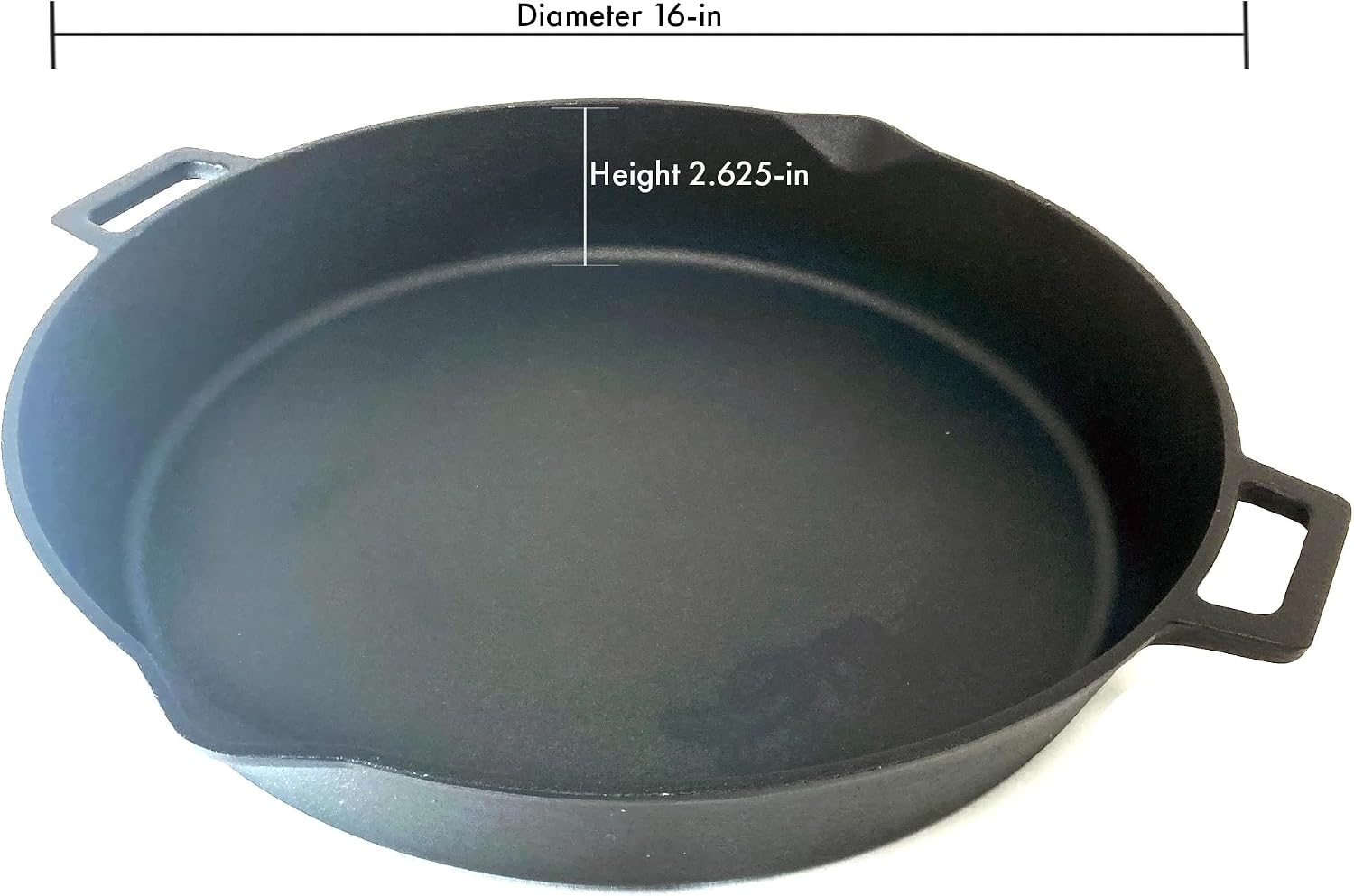 Bayou Classic 7439 16-in Cast Iron Double-Handled Skillet w/Pour Spouts Features Large Loop Handles Perfect For Breakfast Roast Pan Frying Sautéing