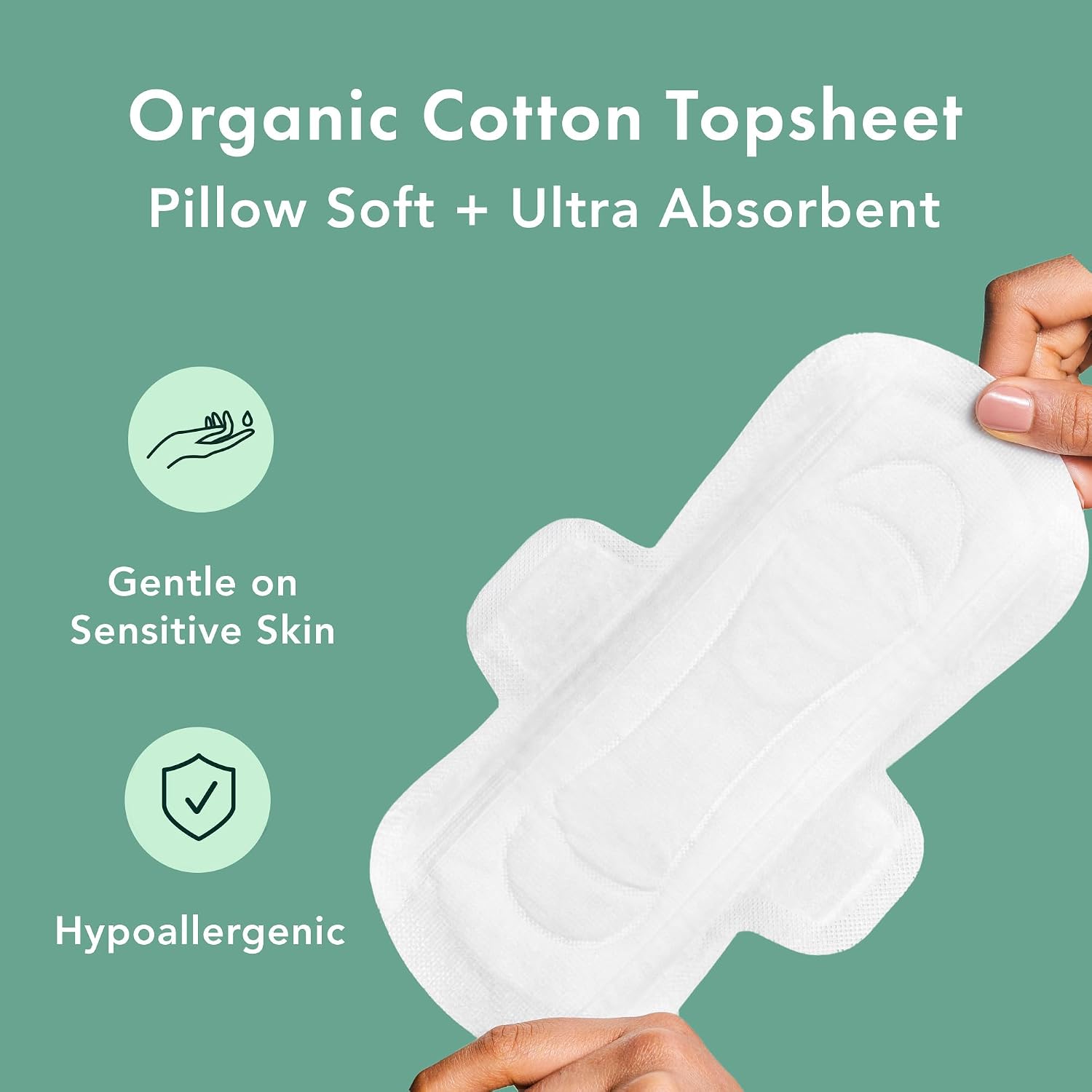 Rael Organic Cotton Cover Sanitary Pads for Women Moderate (Regular, 56 Ct) | Ultra Thin Period Pads with Wings, Regular Absorbency, Unscented, Chlorine Free, Period Essentials, Feminine Care