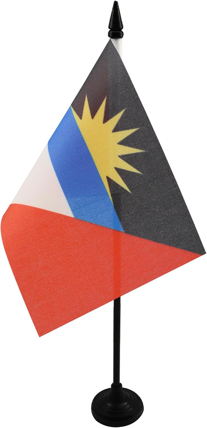 AZ FLAG Nicaragua Table Flag 4x6 in 100D Polyester Plastic Base | Indoor use Nicaraguan 15x10 cm desk flag stitched finish with reinforced edges with plastic pole