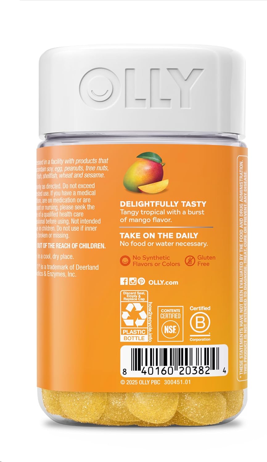 OLLY Probiotic Gummy, Immune System & Digestive Support*, Mango - 50 Count