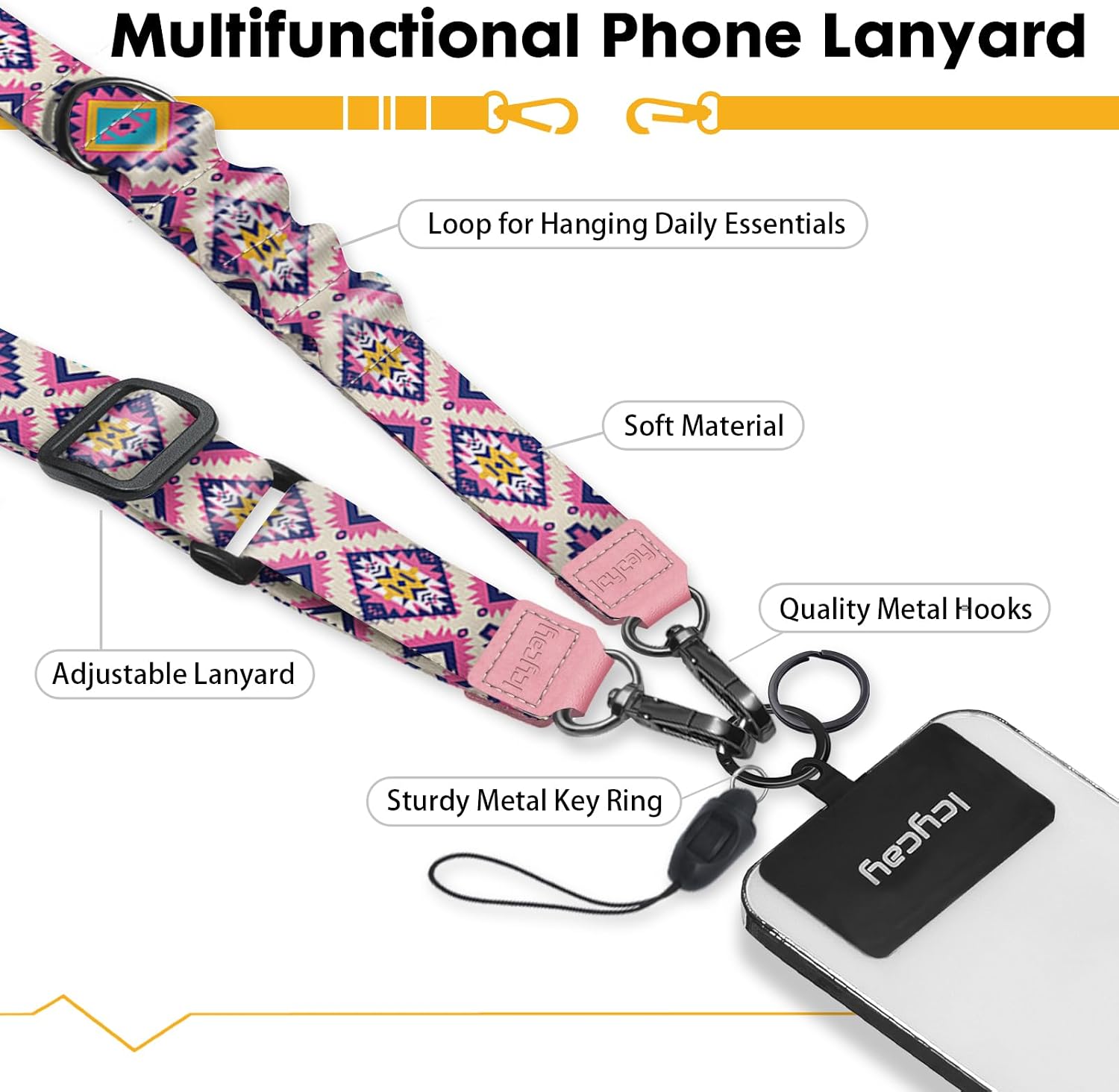 Icycay Phone Lanyard Crossbody Strap Neck Adjustable Teacher Women Cat