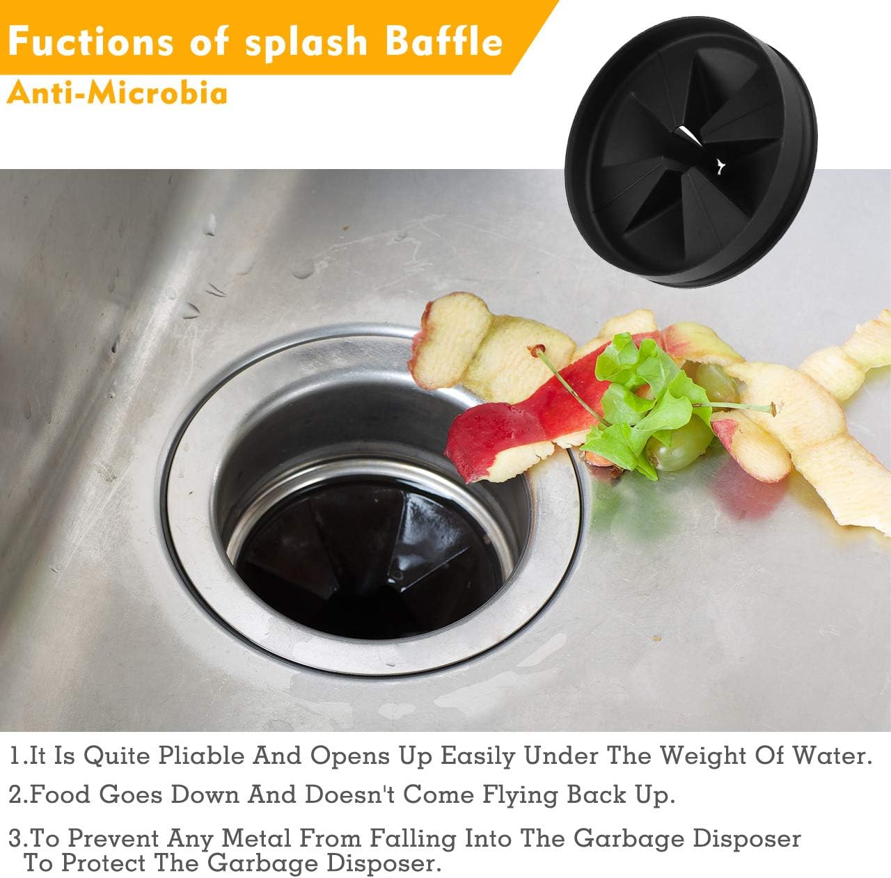 Sink Baffle, Replacement for Evolution, Garbage Disposal Splash Guards, Quite Collar, Drain Plugs, Disposer Accessories for Whirlaway, Waste King
